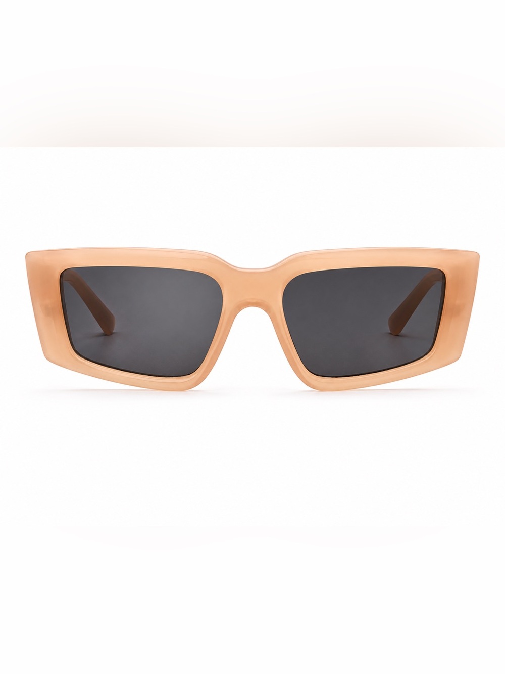 Rectangular Tan Beige Frame Sunglasses with Dark Lenses